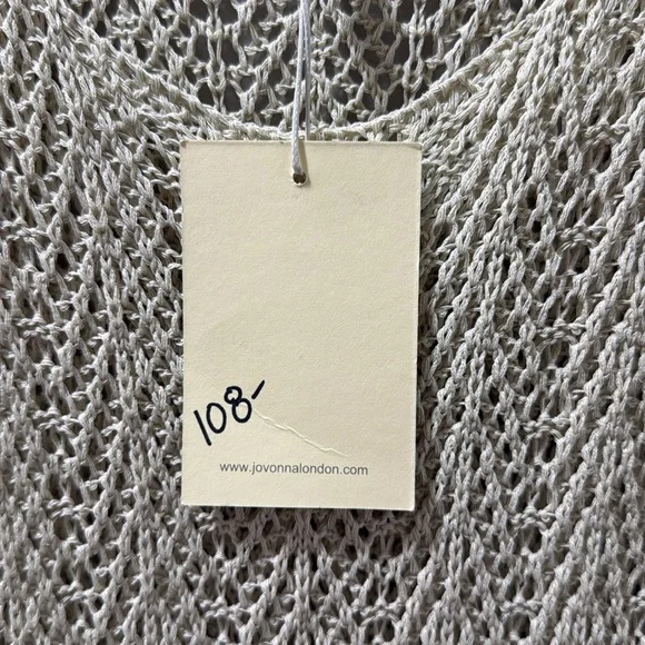 Luxurious Cream Ribbed Woven Viscose Sleeveless Long Swim Coverup Stretchy NWT - Picture 8 of 9